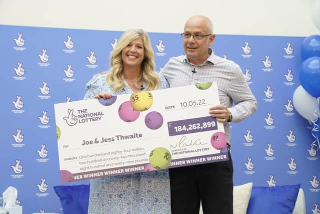 Joe and Jess Thwaite, from Gloucester, scooped a record-breaking £184,262,899 with a Lucky Dip ticket on the draw on Tuesday May 10, 2022.
