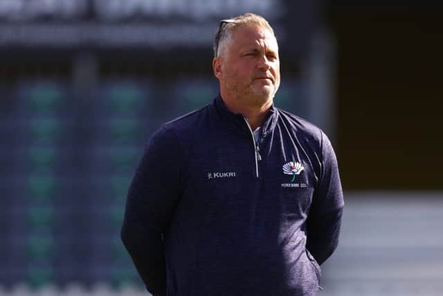 Yorkshire's managing director of cricket Darren Gough during the players warm up ahead of day two of during the LV= Insurance County Championship match between Gloucestershire and Yorkshire at Seat Unique Stadium on April 15, 2022 in Bristol. (Picture: Michael Steele/Getty Images)