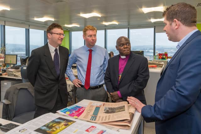 The Yorkshire Post Editor, James Mitchinson, on why meaningful local journalism is under threat - and only you can save it. Pictured is James, with Business and features editor Mark Casci, deputy business editor Greg Wright, and former Archbishop of York John Sentamu in The Yorkshire Post newsroom.

Archbishop of York John Sentamu, visiting Yorkshire Post Newspapers office in Leeds. Pictured , chatting with The Yorkshire Post Deputy Business Editor Greg Wright, Business Editor Mark Casci, and Editor of the Yorkshire Post James Mitchinson.