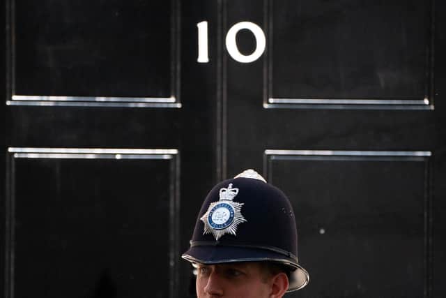 A policeman guarding Downing St