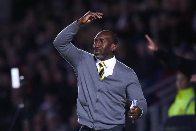 Burton Albion manager Jimmy Floyd Hasselbaink Picture: Isaac Parkin/PA