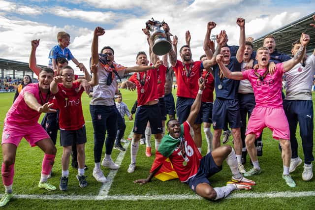 York City celebrate promotion to the National League.  Picture: Tony Johnson