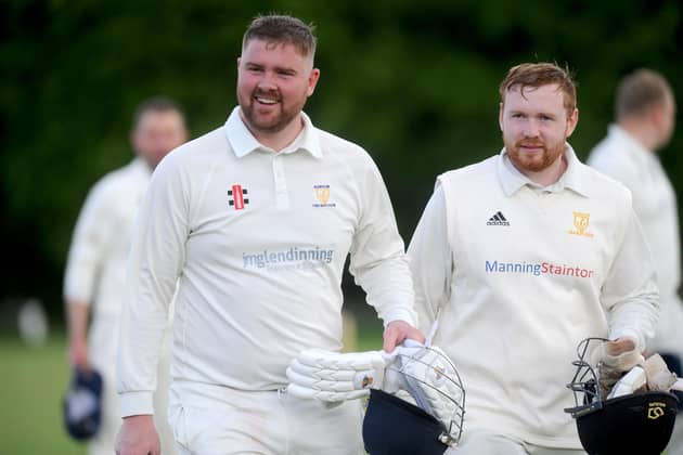 Rawdon v New Rover, Aire Wharfe League: Rawdon stay top with a nine wicket win, thanks to Ben Morley, left 113 no, and James Dobson, 71 no. Picture: Steve Riding