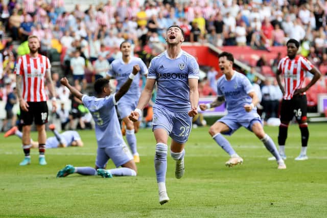 LATE WINNER: From Jack Harrison at Brentford on Sunday. Picture: Getty Images.