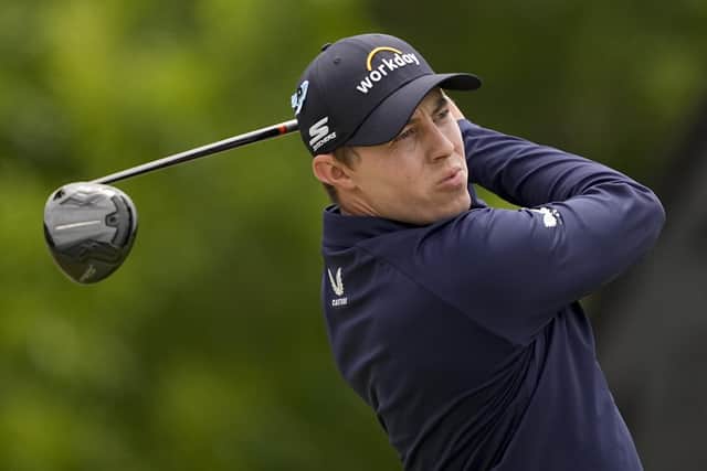 Matt Fitzpatrick, of England, watches his tee shot on the first hole during the final round of the PGA Championship golf tournament at Southern Hills Country Club, Sunday, May 22, 2022 (AP Photo/Matt York)