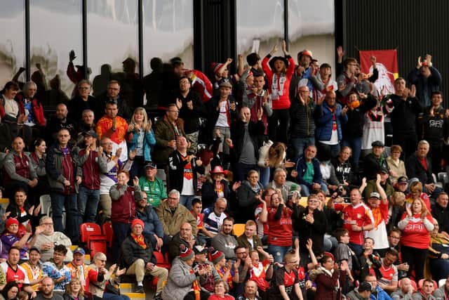 Fans at Sheffield Eagles' match against Widnes Vikings at their new stadium. Picture: Simon Hulme