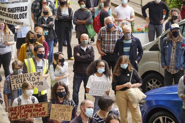 A protest about clans to cut the Uni of Sheffield's archaeology department. Picture: Scott Merrylees.