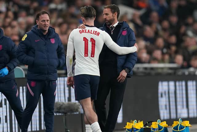 England's Jack Grealish with manager Gareth Southgate