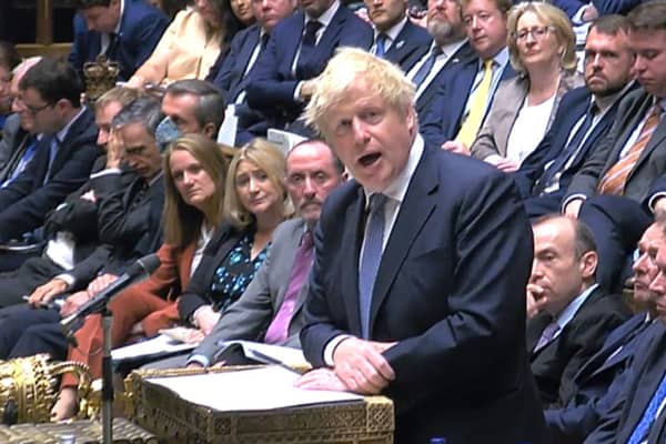 Prime Minister Boris Johnson delivers a statement to the House of Commons