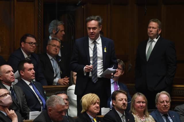 Handout photo issued by UK Parliament of Julian Sturdy during Prime Minister's Questions in the House of Commons in March 2022