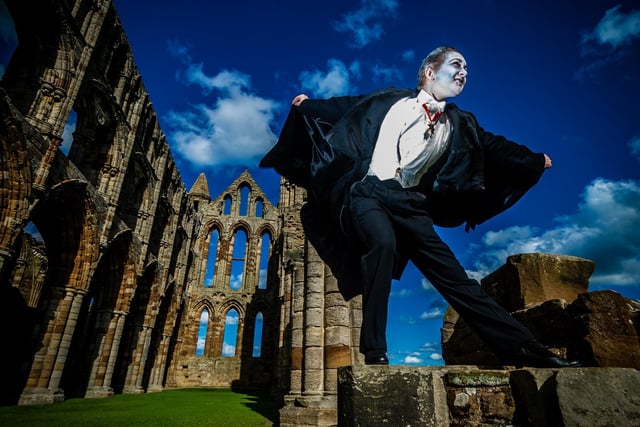 A vamp poses to dramatic effect against the historic backdrop [Image: James Hardisty]
