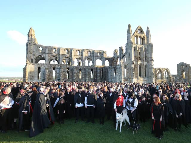 The “vampires” needed to stand together in the same place for five minutes to break the record, which they did by more than 300 people.