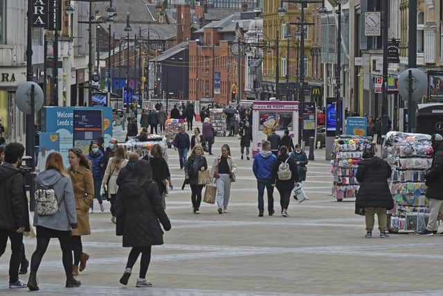 Shoppers on Briggate in Leeds