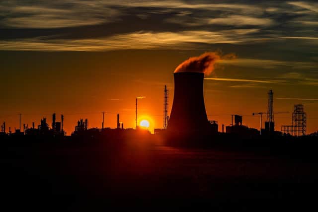 The sun setting behind Saltend Chemicals Park, in Hull Picture: James Hardisty