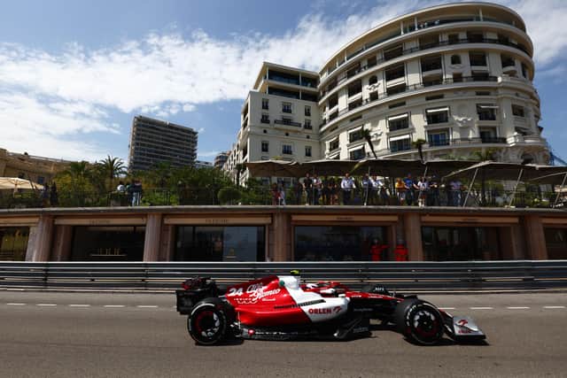 Glamourous life: Zhou Guanyu of China driving his in practice at Monaco yesterday. (Photo by Mark Thompson/Getty Images)