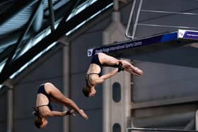 City of Leeds Diving Club's Lois Toulson and City of Sheffield Diving Club's Maisie Bond compete during day one of the British Diving Championships 2022 at Ponds Forge International Sports Centre, Sheffield. Picture: Will Matthews/PA Wire.