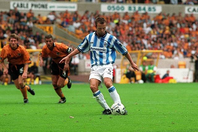 THAT WAS THEN: Marcus Stewart, in action for Huddersfield Town at Wolves in September 1999.