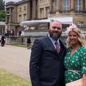 Iain Geraghty and Michelle Williams from Cross Leigh Stores in Austwick at the Buckingham Palace garden party