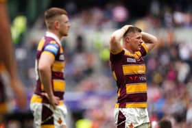 AGONY: Huddersfield Giants' Luke Yates reacts to Wigan's late winning try in the Challenge Cup Final at the Tottenham Hotspur Stadium Picture: Mike Egerton/PA