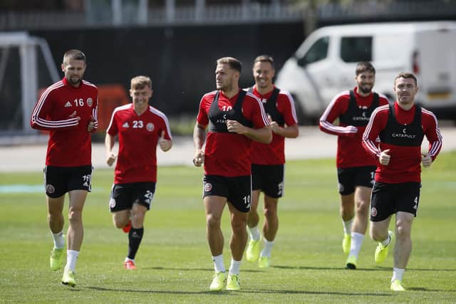 Better facilites: Sheffield United captain Billy Sharp and the first-team squad train at the Blades' Shirecliffe facility. Picture: Simon Bellis/Sportimage