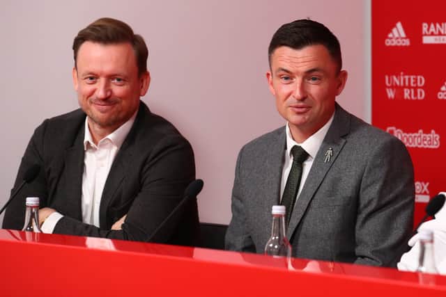 Promotion aim: Sheffield United chief executive Stephen Bettis, left, and manager Paul Heckingbottom. Picture: Simon Bellis/Sportimage