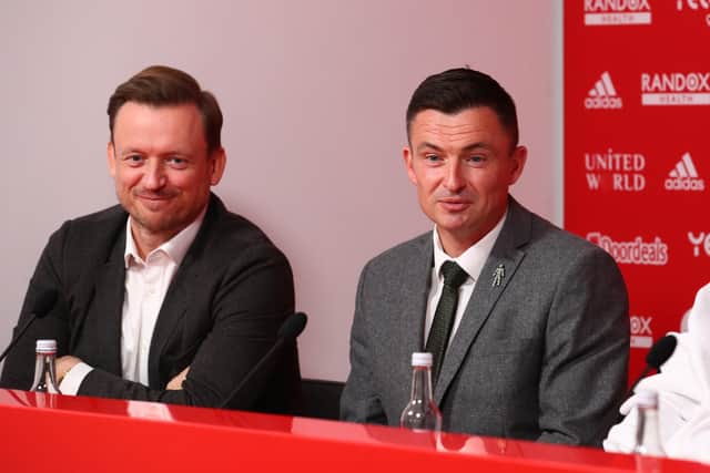 Sheffield United manager Paul Heckingbottom (right ) next to CEO Stephen Bettis  Picture: Simon Bellis/Sportimage