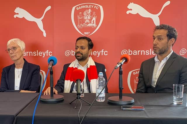 Barnsley FC chairman Neerav Parekh (centre). Picture supplied by Barnsley FC.