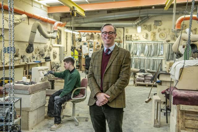 Alex McCallion, the director of works and precinct at York Minster pictured in the stone masons yard. Picture Tony Johnson.