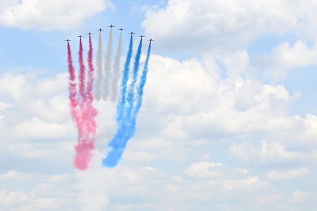 The Red Arrows paint the sky red white and blue