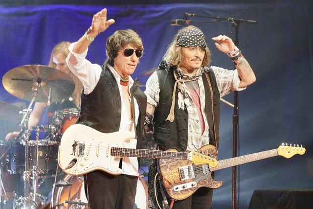 Actor Johnny Depp (right) at the Royal Albert Hall, London, appearing alongside Jeff Beck (Photo courtesy of Raph Pour-Hashemi)