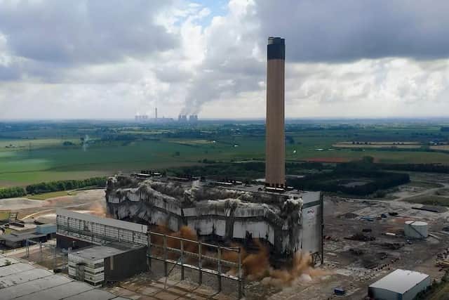 A clip of the video showing the DA Bay at Eggborough Power Station being demolished. (Video courtesy of Sky Revolutions www.skyrevolutions.co.uk)