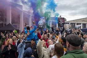 Celebrations after Bradford was announced the UK City of Culture 2025. Pic: Bruce Rollinson.