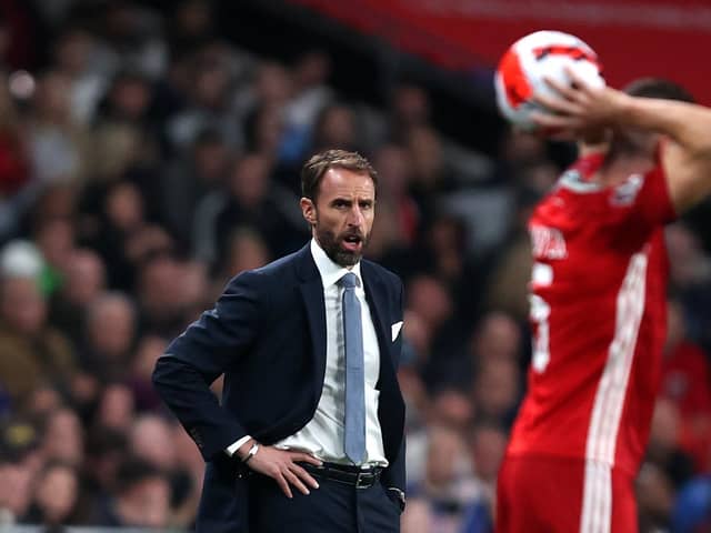 Gareth Southgate, manager, watches on during the 2022 FIFA World Cup Qualifier match between England and Hungary in 2021 in London, England. (Picture: Julian Finney/Getty Images)