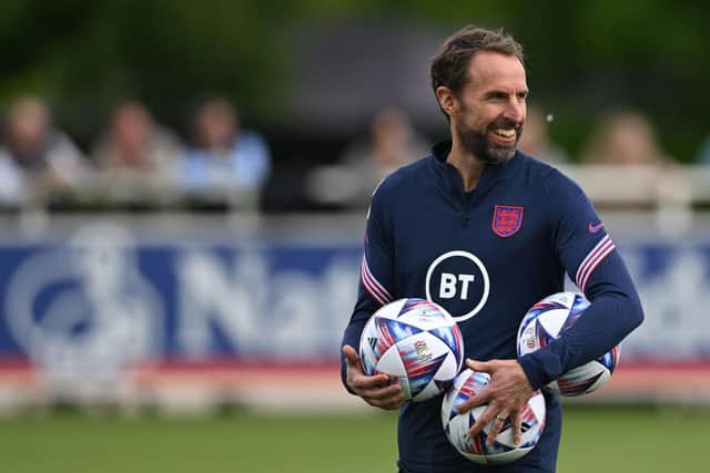 England's manager Gareth Southgate reacts as he leads a training session of the England's football team at the St George's Park stadium in Burton-upon-Trent on May 30 (Picture: AFP/Getty Images)