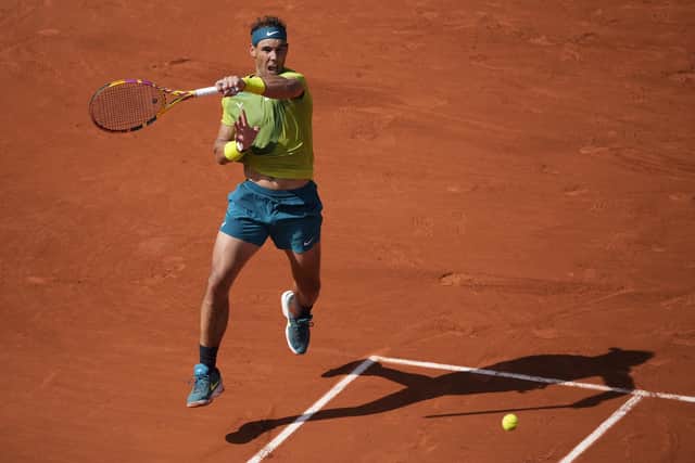 Paris stroll: Spain's Rafael Nadal plays a shot during his straight sets win against Norway's Casper Ruud. (AP Photo/Christophe Ena)