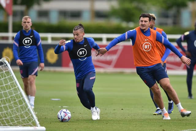 Respect: Leeds United and England midfielder Kalvin Phillips has asked Three Lions fans to behave in Munich. (Photo by Nathan Stirk/Getty Images)