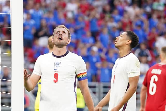 England's Harry Kane and Jude Bellingham react on a night of frustration (Picture: Nick Potts/PA)