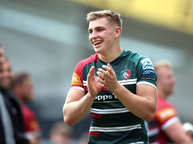 Leicester Tigers' Jack van Poortvliet applauds the fans after the final whistle in the Gallagher Premiership match at Welford Road (Picture: Isaac Parkin/PA Wire)