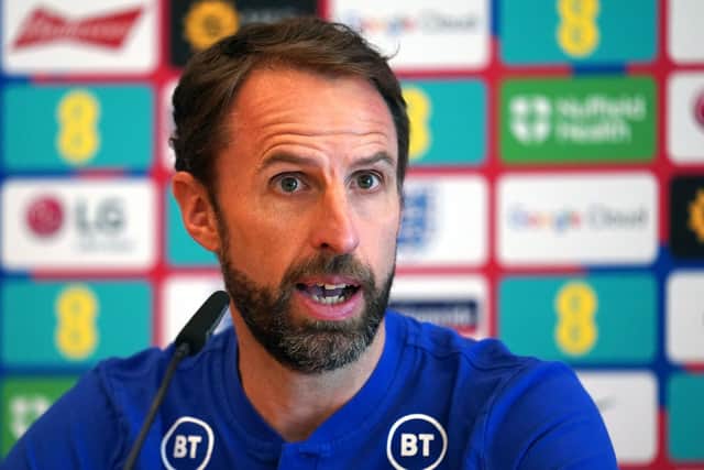 England manager Gareth Southgate during a press conference at the Hilton Munich Park Hotel, Munich. Picture: Nick Potts/PA .