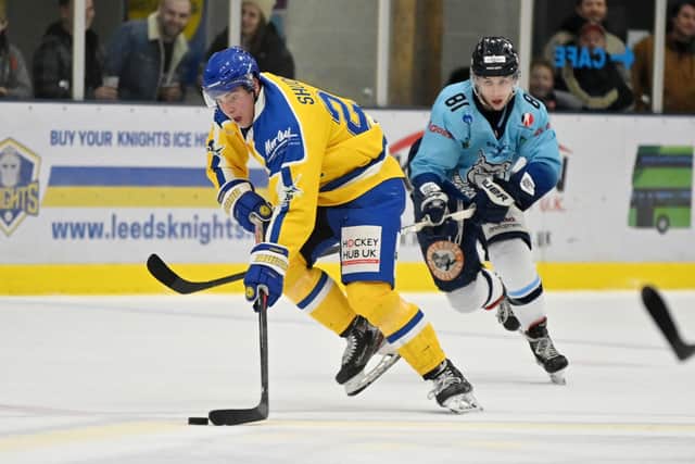 Cole Shudra in action for 
Leeds Knights against Sheffield Steeldogs at Elland Road in January  Picture: Bruce Rollinson