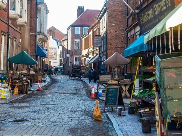 Hull's Old Town was transformed for the filming of Enola Holmes