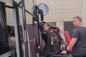 Johnny Depp waving to fans in York (Credit: @Shellb1986xox on Instagram)