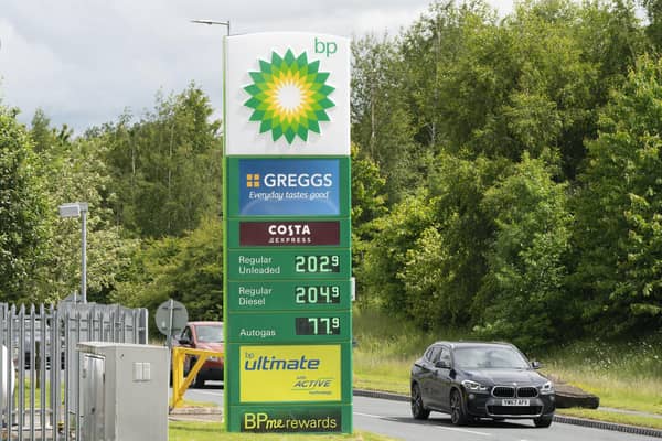 Petrol prices at Wetherby Services, as the average cost of filling a typical family car with petrol could exceed £100 for the first time