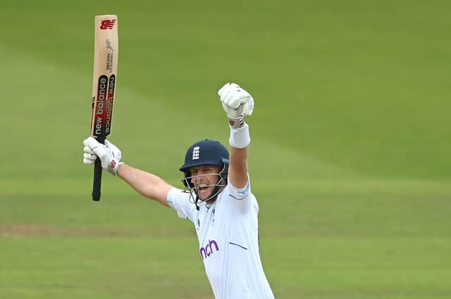 LEADING MAN: Joe Root celebrates after scoring the winning runs against New Zealand at Lord's Picture: Stu Forster/Getty Images