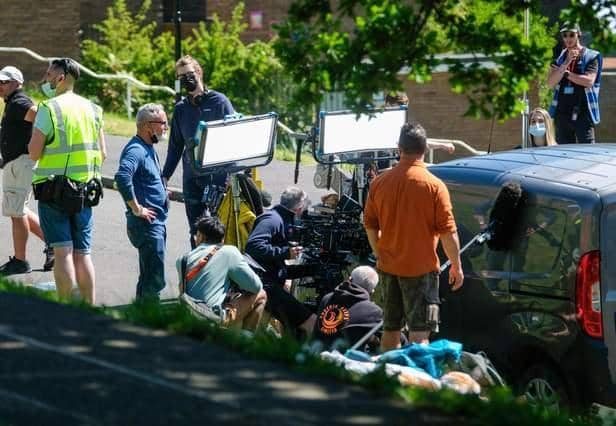 The Full Monty TV series crew set up in Gleadless Valley, Sheffield (pic: Dean Atkins)