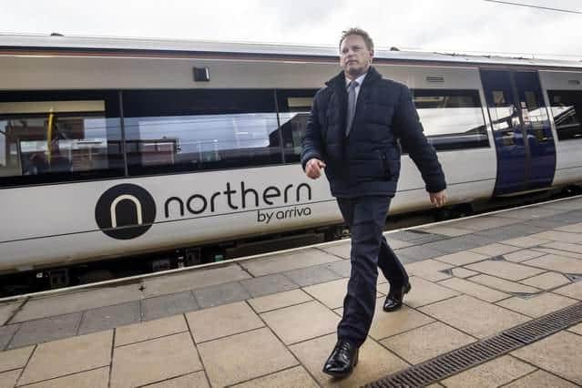 Grant Shapps during a previous visit to Leeds station.
