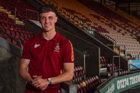 On track: Jake Young’s journey from Sunday League football and early-morning train rides to joining Bradford City has been a varied one. (Picture: Isaac Parkin/PA)