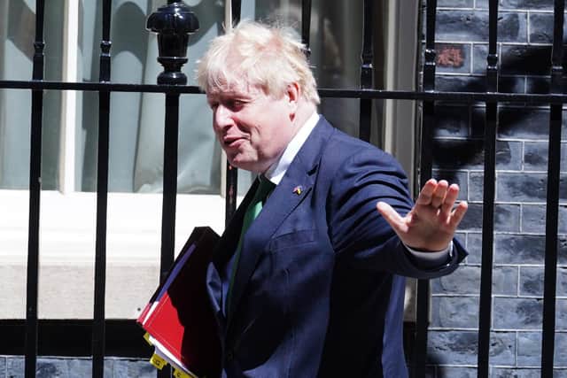 Boris Johnson on Downing Street yesterday