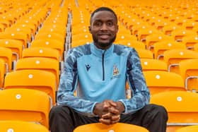 New signing Emmanuel Osadebe. Picture courtesy of Bradford City AFC.