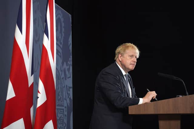 Prime Minister Boris Johnson during his speech at Blackpool and The Fylde College in Blackpool,